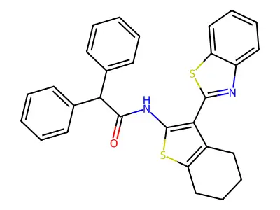 N-[3-(1,3-benzothiazol-2-yl)-4,5,6,7-tetrahydro-1-benzothiophen-2-yl]-2,2-diphenylacetamide structure