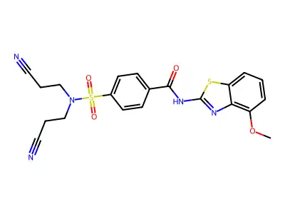 4-[bis(2-cyanoethyl)sulfamoyl]-N-(4-methoxy-1,3-benzothiazol-2-yl)benzamide structure