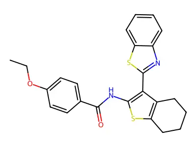 N-[3-(1,3-benzothiazol-2-yl)-4,5,6,7-tetrahydro-1-benzothiophen-2-yl]-4-ethoxybenzamide structure