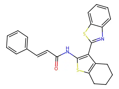 N-(3-(benzo[d]thiazol-2-yl)-4,5,6,7-tetrahydrobenzo[b]thiophen-2-yl)cinnamamide structure