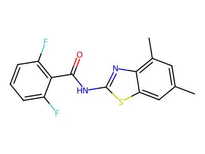 N-(4,6-dimethyl-1,3-benzothiazol-2-yl)-2,6-difluorobenzamide structure