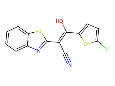 (E)-(5-chloro-2-thenoyl)(2,3-dihydro-1,3-benzothiazol-2-ylidene)acetonitrile structure