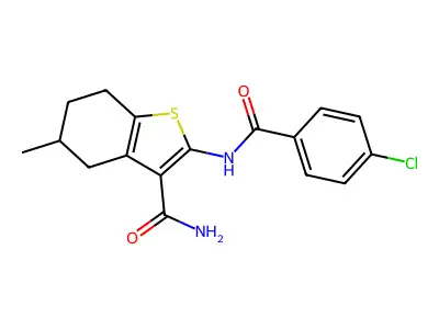 2-(4-Chlorobenzamido)-5-methyl-4,5,6,7-tetrahydrobenzo[b]thiophene-3-carboxamide structure