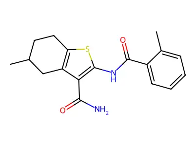5-Methyl-2-(2-methylbenzamido)-4,5,6,7-tetrahydrobenzo[b]thiophene-3-carboxamide structure