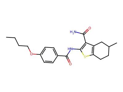 2-(4-Butoxybenzamido)-5-methyl-4,5,6,7-tetrahydrobenzo[b]thiophene-3-carboxamide structure