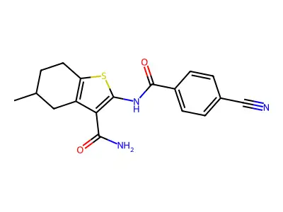 2-(4-Cyanobenzamido)-5-methyl-4,5,6,7-tetrahydrobenzo[b]thiophene-3-carboxamide structure