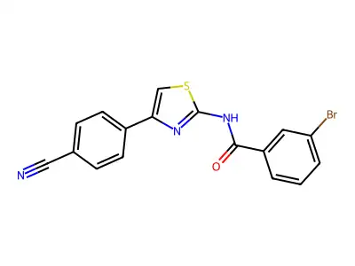 3-bromo-N-[4-(4-cyanophenyl)-1,3-thiazol-2-yl]benzamide structure