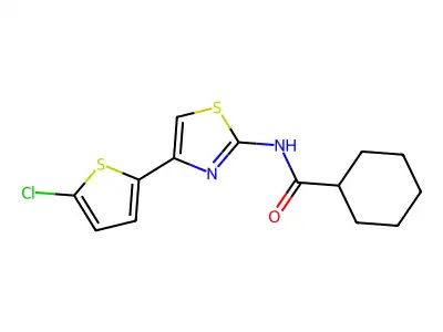 N-[4-(5-chlorothiophen-2-yl)-1,3-thiazol-2-yl]cyclohexanecarboxamide structure