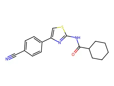 N-[4-(4-cyanophenyl)-1,3-thiazol-2-yl]cyclohexanecarboxamide structure