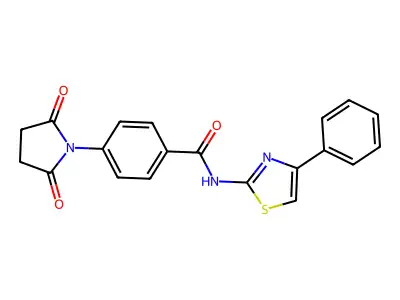 4-(2,5-dioxopyrrolidin-1-yl)-N-(4-phenyl-1,3-thiazol-2-yl)benzamide structure
