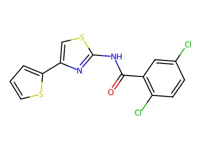 2,5-dichloro-N-(4-(thiophen-2-yl)thiazol-2-yl)benzamide structure