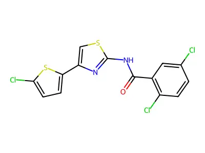 2,5-dichloro-N-[4-(5-chlorothiophen-2-yl)-1,3-thiazol-2-yl]benzamide structure