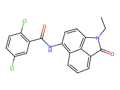 2,5-dichloro-N-(1-ethyl-2-oxo-1,2-dihydrobenzo[cd]indol-6-yl)benzamide structure