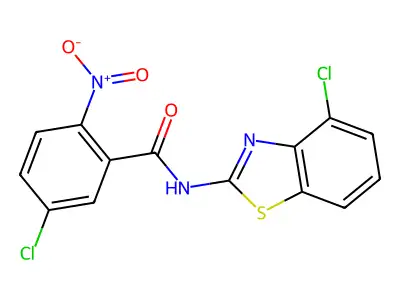 5-chloro-N-(4-chloro-1,3-benzothiazol-2-yl)-2-nitrobenzamide structure
