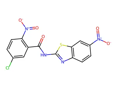 5-chloro-2-nitro-N-(6-nitro-1,3-benzothiazol-2-yl)benzamide structure