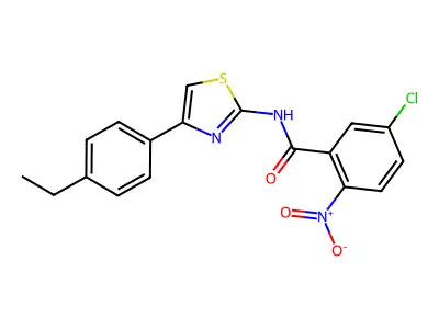 5-chloro-N-[4-(4-ethylphenyl)-1,3-thiazol-2-yl]-2-nitrobenzamide structure