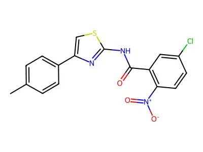 5-chloro-N-[4-(4-methylphenyl)-1,3-thiazol-2-yl]-2-nitrobenzamide structure
