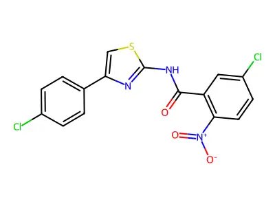 5-chloro-N-[4-(4-chlorophenyl)-1,3-thiazol-2-yl]-2-nitrobenzamide structure