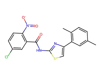 5-chloro-N-[4-(2,5-dimethylphenyl)-1,3-thiazol-2-yl]-2-nitrobenzamide structure