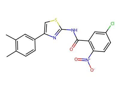 5-chloro-N-[4-(3,4-dimethylphenyl)-1,3-thiazol-2-yl]-2-nitrobenzamide structure