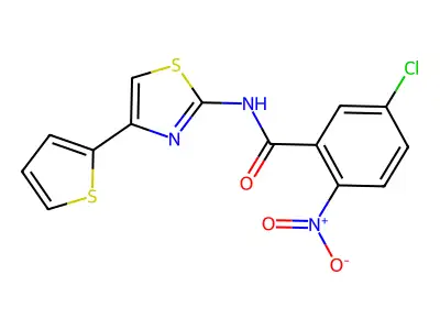 5-chloro-2-nitro-N-(4-(thiophen-2-yl)thiazol-2-yl)benzamide structure