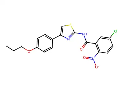 5-chloro-2-nitro-N-[4-(4-propoxyphenyl)-1,3-thiazol-2-yl]benzamide structure