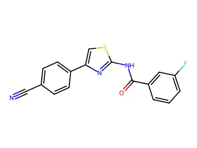 N-[4-(4-cyanophenyl)-1,3-thiazol-2-yl]-3-fluorobenzamide structure