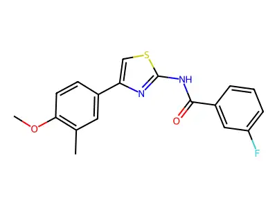 3-fluoro-N-[4-(4-methoxy-3-methylphenyl)-1,3-thiazol-2-yl]benzamide structure