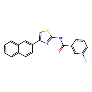 3-fluoro-N-(4-(naphthalen-2-yl)thiazol-2-yl)benzamide structure