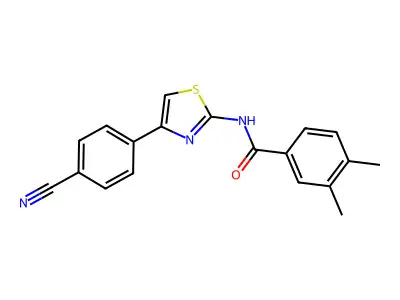 N-[4-(4-cyanophenyl)-1,3-thiazol-2-yl]-3,4-dimethylbenzamide structure