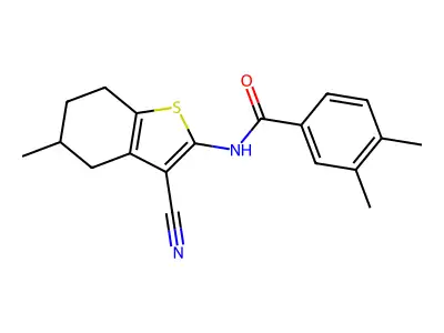 N-(3-cyano-5-methyl-4,5,6,7-tetrahydro-1-benzothiophen-2-yl)-3,4-dimethylbenzamide structure