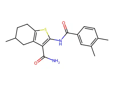 2-(3,4-dimethylbenzamido)-5-methyl-4,5,6,7-tetrahydrobenzo[b]thiophene-3-carboxamide structure