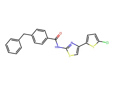 4-benzyl-N-[4-(5-chlorothiophen-2-yl)-1,3-thiazol-2-yl]benzamide structure