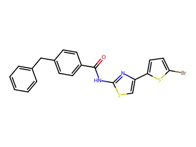 4-benzyl-N-[4-(5-bromothiophen-2-yl)-1,3-thiazol-2-yl]benzamide structure