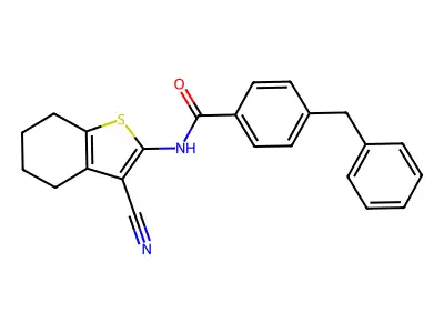 4-benzyl-N-(3-cyano-4,5,6,7-tetrahydro-1-benzothiophen-2-yl)benzamide structure