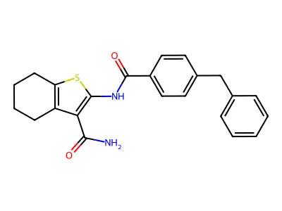 2-(4-Benzylbenzamido)-4,5,6,7-tetrahydrobenzo[b]thiophene-3-carboxamide structure