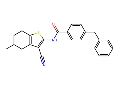 4-benzyl-N-(3-cyano-5-methyl-4,5,6,7-tetrahydro-1-benzothiophen-2-yl)benzamide structure