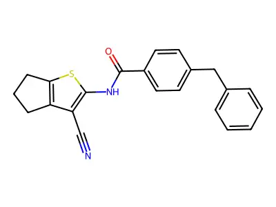 4-benzyl-N-(3-cyano-5,6-dihydro-4H-cyclopenta[b]thiophen-2-yl)benzamide structure