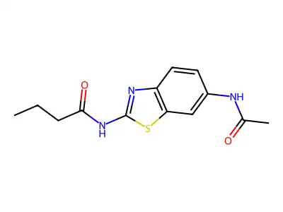 N-[6-(acetylamino)-1,3-benzothiazol-2-yl]butanamide structure