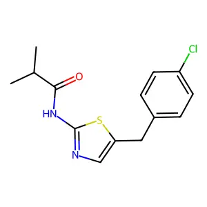 N-[5-(4-chlorobenzyl)-1,3-thiazol-2-yl]-2-methylpropanamide structure