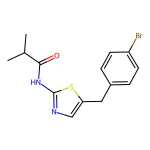 N-(5-(4-bromobenzyl)thiazol-2-yl)isobutyramide structure