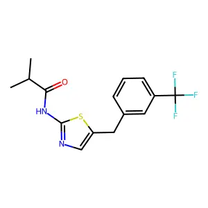 N-(5-(3-(trifluoromethyl)benzyl)thiazol-2-yl)isobutyramide structure