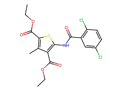 Diethyl 5-(2,5-dichlorobenzamido)-3-methylthiophene-2,4-dicarboxylate structure