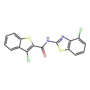 3-chloro-N-(4-chloro-1,3-benzothiazol-2-yl)-1-benzothiophene-2-carboxamide structure