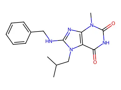 8-(Benzylamino)-3-methyl-7-(2-methylpropyl)purine-2,6-dione structure