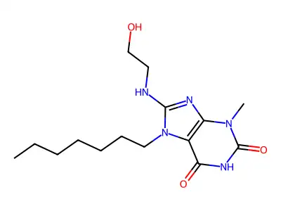 7-Heptyl-8-(2-hydroxyethylamino)-3-methylpurine-2,6-dione structure