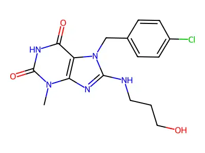 7-[(4-Chlorophenyl)methyl]-8-(3-hydroxypropylamino)-3-methylpurine-2,6-dione structure