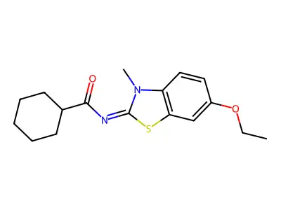 N-(6-ethoxy-3-methyl-1,3-benzothiazol-2-ylidene)cyclohexanecarboxamide structure