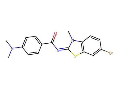 N-(6-bromo-3-methyl-1,3-benzothiazol-2-ylidene)-4-(dimethylamino)benzamide structure