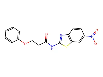 N-(6-nitro-1,3-benzothiazol-2-yl)-3-phenoxypropanamide structure